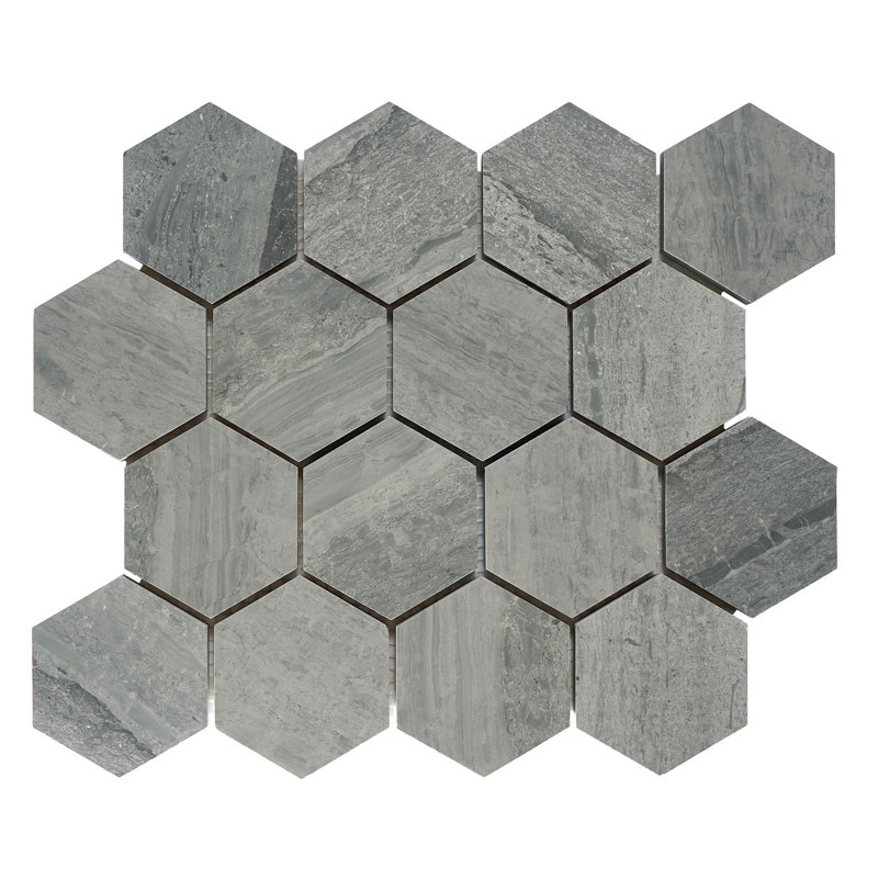 Bois flottant hexagonal bleu 3 po