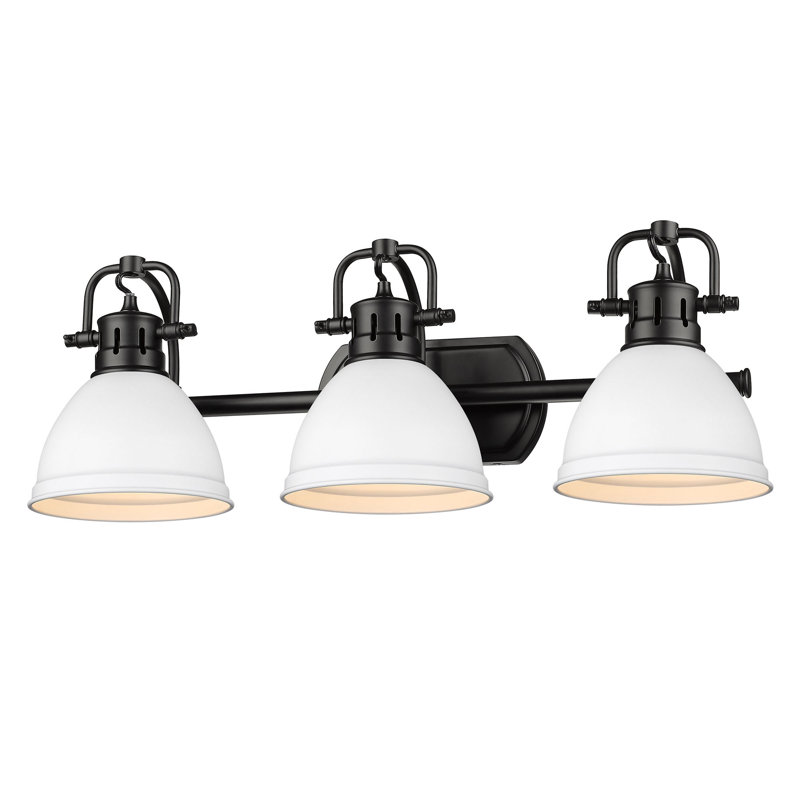 Matte Black and White Transitional 3-Light Vanity Fixture