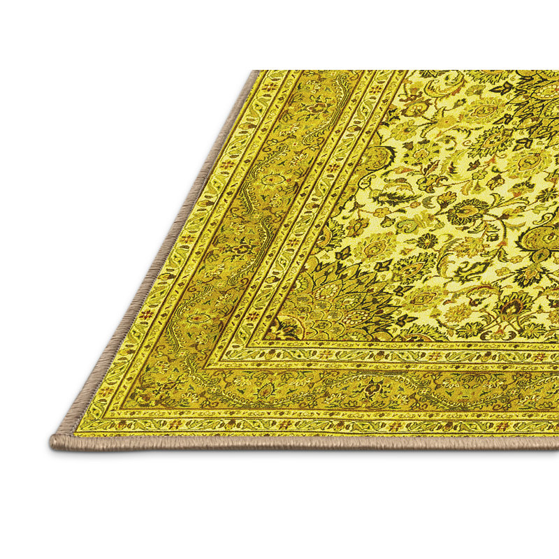 Tapis traditionnels jaunes 1050, Rectangle 3 pi x 5 pi