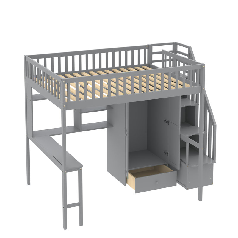 Lit mezzanine double Penington Kids, gris