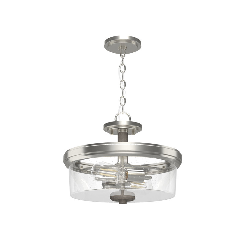 River Mill Brushed Nickel and Glass Semi Flush Mount Light