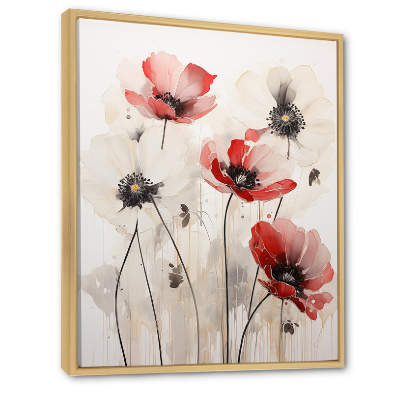 Minimalisme rouge et blanc sur fond blanc, H 32 po x l 16 po x P 1 po, Cadre naturel flottant