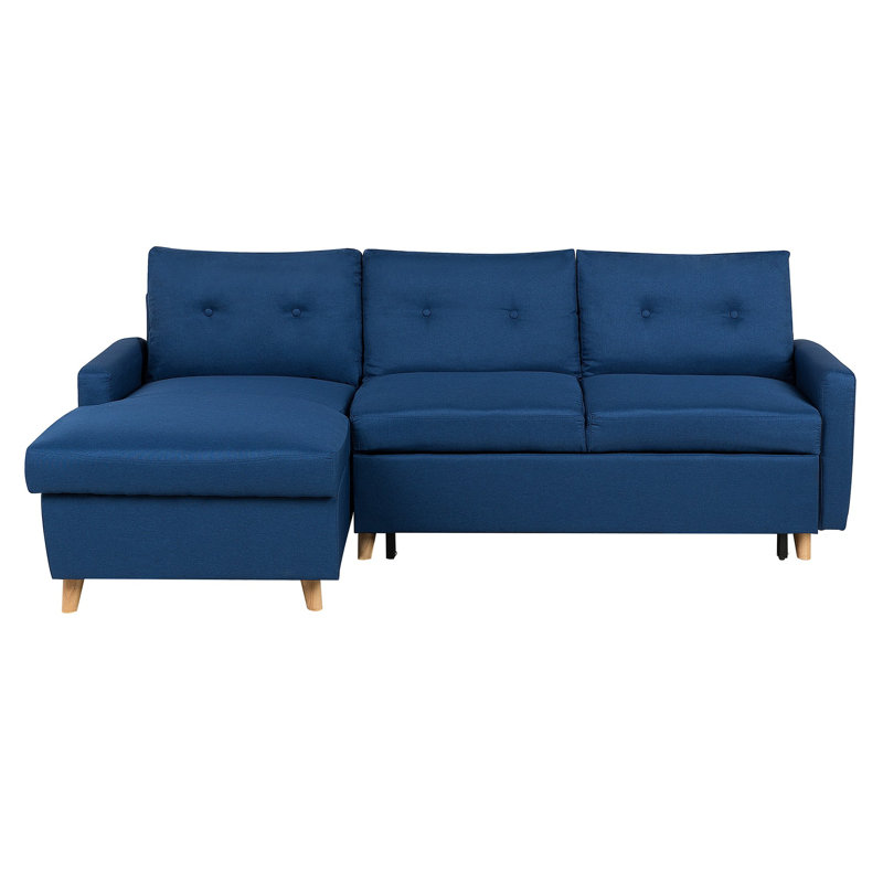 Dijon 3 Seater Sofa Bed, Blue, Left orientated
