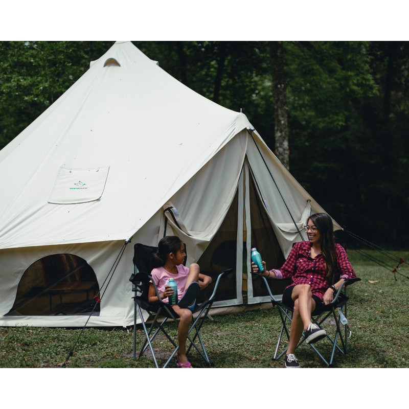 13' White Canvas Bell Tent with Carry Bag for 6 Persons