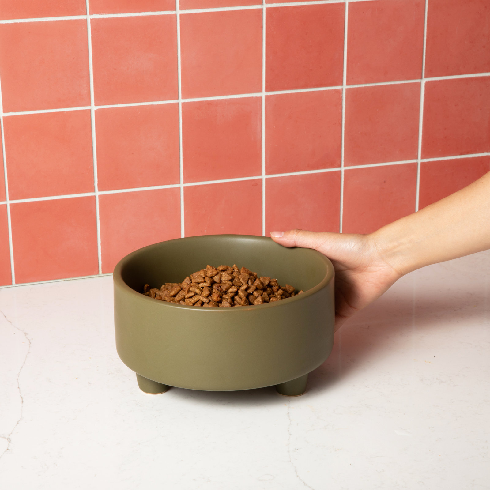 Uplift Ceramic Dog Bowl, Olive, Medium (4 cups / 32 fuild oz)