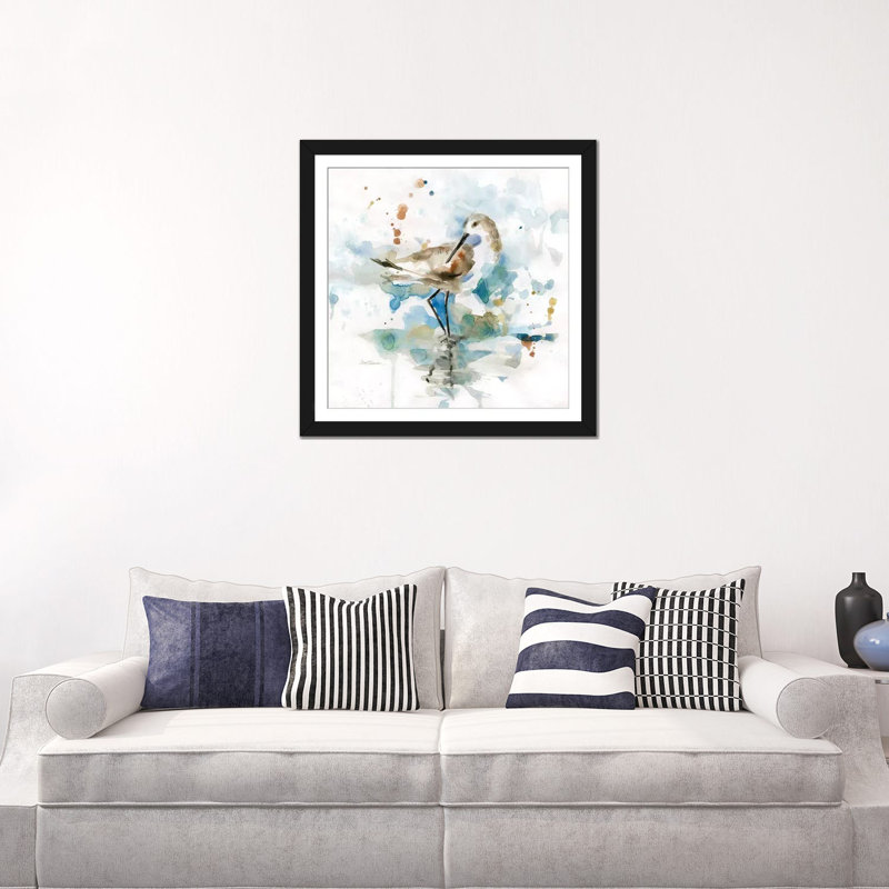 « palm beach piper », impression sur toile tendue, H 16 po x l 16 po x P 1 po, Papier avec cadre noir, Blanc