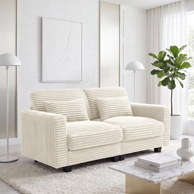 Causeuse 74 po - Canapé moelleux moelleux à 2 places ultra-moelleux de luxe moderne pour les espaces de vie - Beige