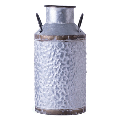 Rustic Farmhouse Style Galvanized Metal Milk Can Decoration – Multi-Purpose Planter or Vase, Large