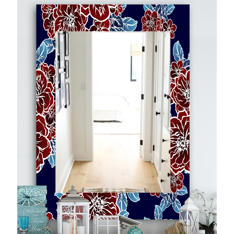 Miroir mural sans cadre floral, H 39,4 po x l 29,5 po