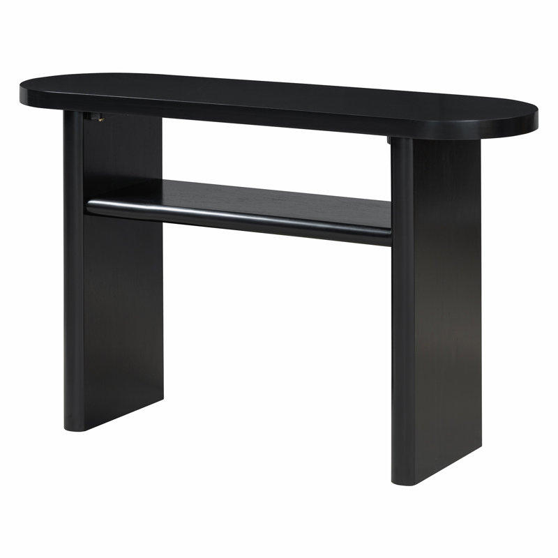 Elegant Minimalist Console Table with Rounded Edges, Black