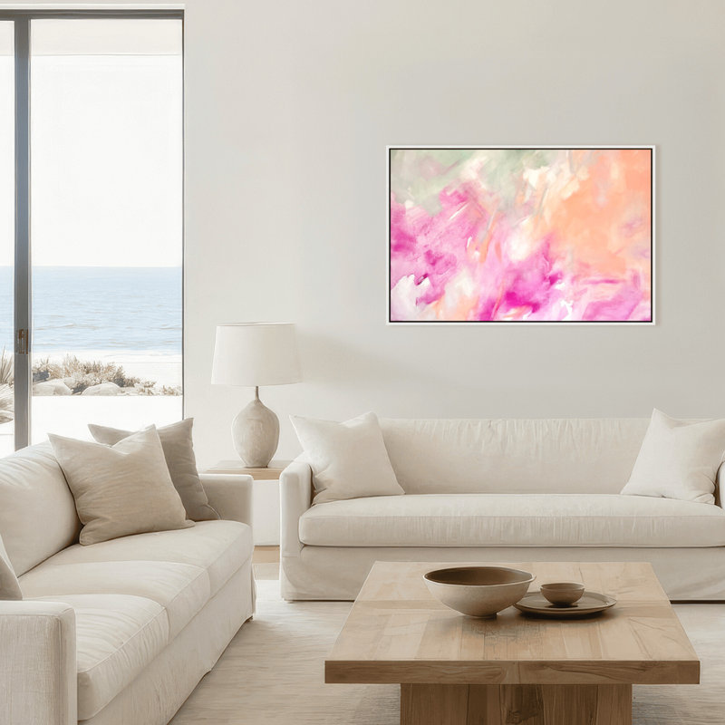«Abstract Spring Garden II» par Stefanie Bales - reproduction de cadre photo, H 12 po x l 18 po x P 2,375 po, White