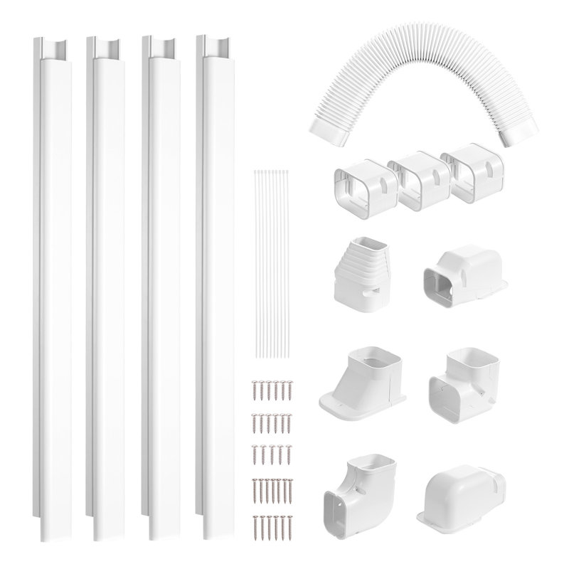 White PVC Decorative Air Conditioner Line Set Cover Kit