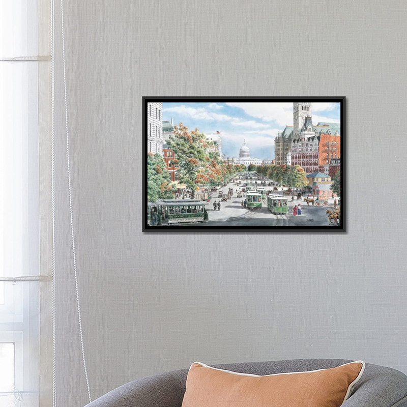 "Washington, D.C, Gridlock" par Stanton Manolakas, reproduction d'art sur toile tendue, Toile avec cadre noir, Pas de tapis