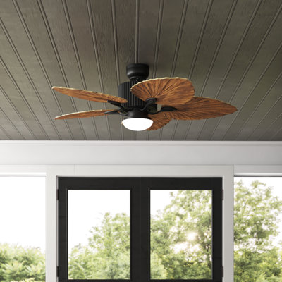 Tenisha 52" Tropical Ceiling Fan With LED Lights And Remote Control,5 Blades,6 Speeds,DC motor