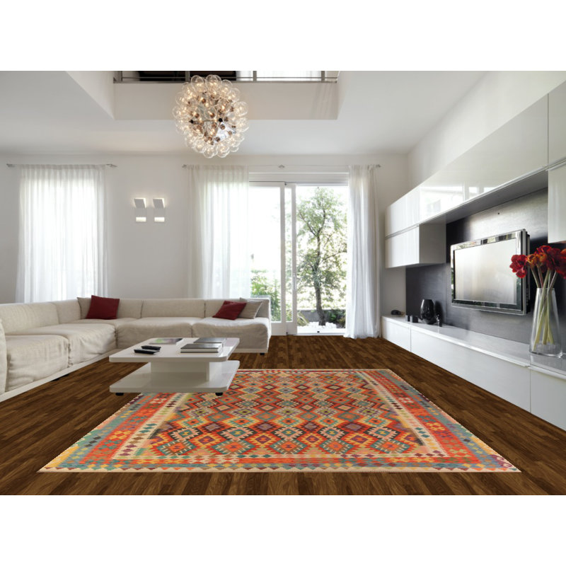 Tapis oriental kilim en laine à tissage plat 10 x 13