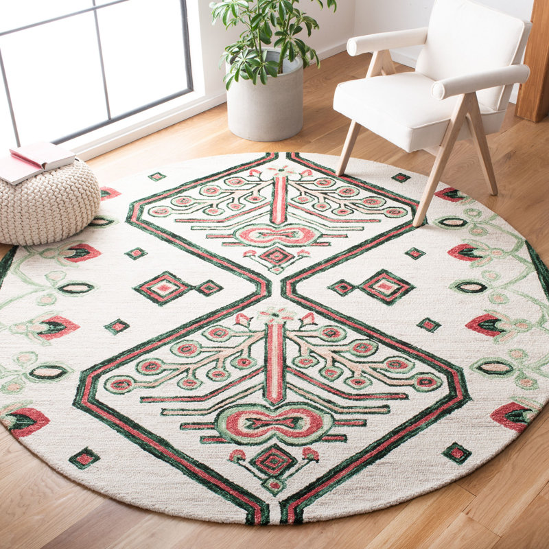 Hand Tufted Wool Southwestern Rug, Round 7'