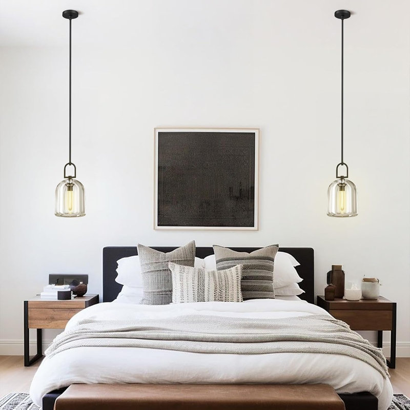 Luminaire suspendu en cristal Crystal, Noir mat