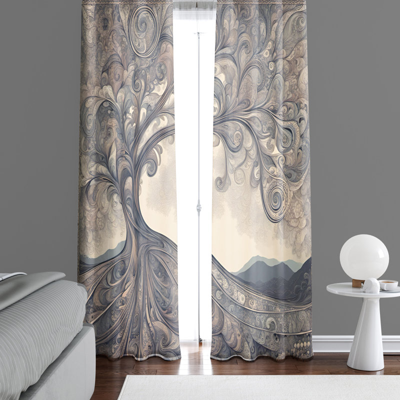 Paire de rideaux semi-transparents en polyester Cherina, null