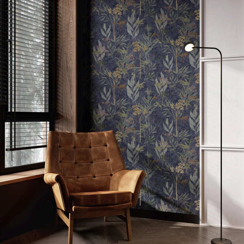 Superfresco Easy Solstice Floral 10m x 52cm Matte Wallpaper Roll, Navy