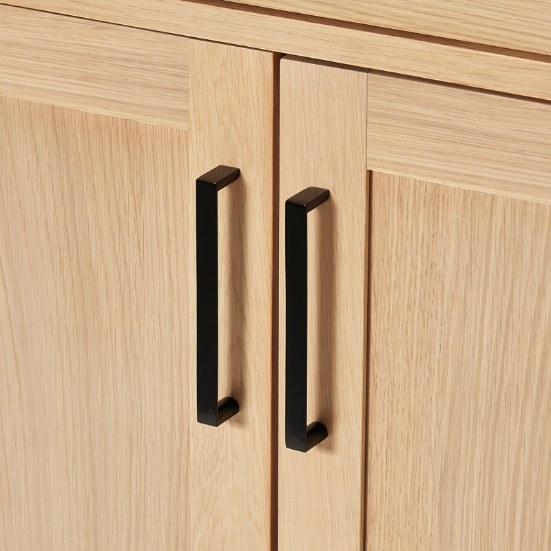 Hepburn 66'' Double Bathroom Vanity Base Only, Matte Black, Natural Oak