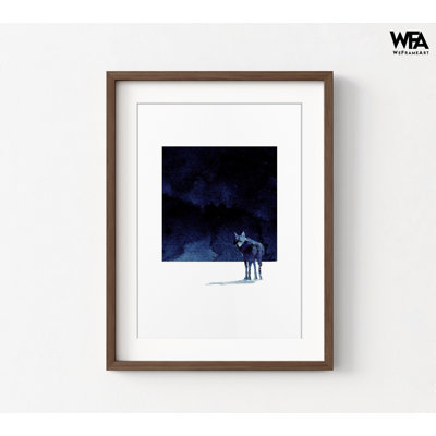 Décoration de loups bleus, affiche de nuit de forêt, œuvre d'art de forêt, idée de cadeau urbain, œuvre d'art de surréalisme pop, chambre de fils adolescent