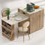 Îlot de cuisine cannelé de 210 cm avec table à manger extensible pour 4 à 6 personnes, rangement double face et prise électrique intégrée, chêne naturel-1200211198