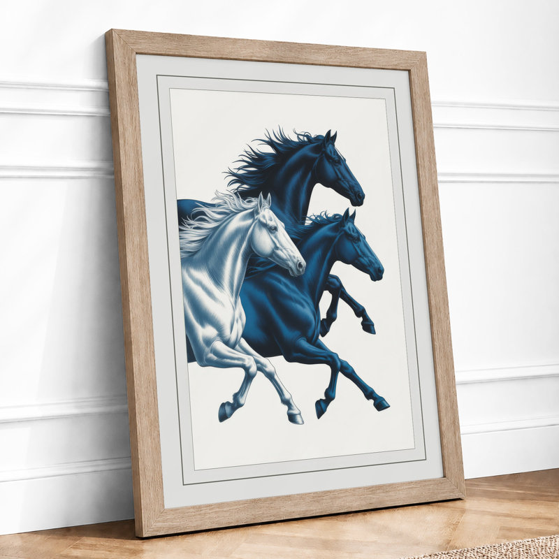 Horses in Motion Rustic - Framed Print, Oak, A3 - 42.0 x 29.7 cm