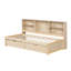 Structure de lit de jour simple avec buffet, port intégré, 2 tiroirs, tablettes latérales au fini naturel, abat-jour-1655352372