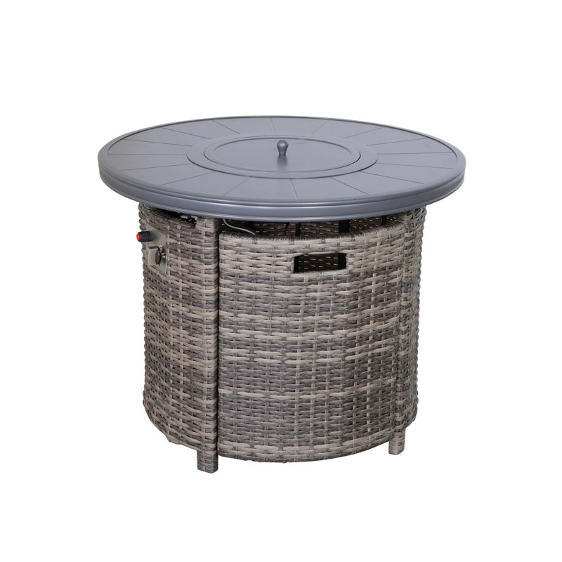 32" Round Fire Pit Table In Mixed Gray