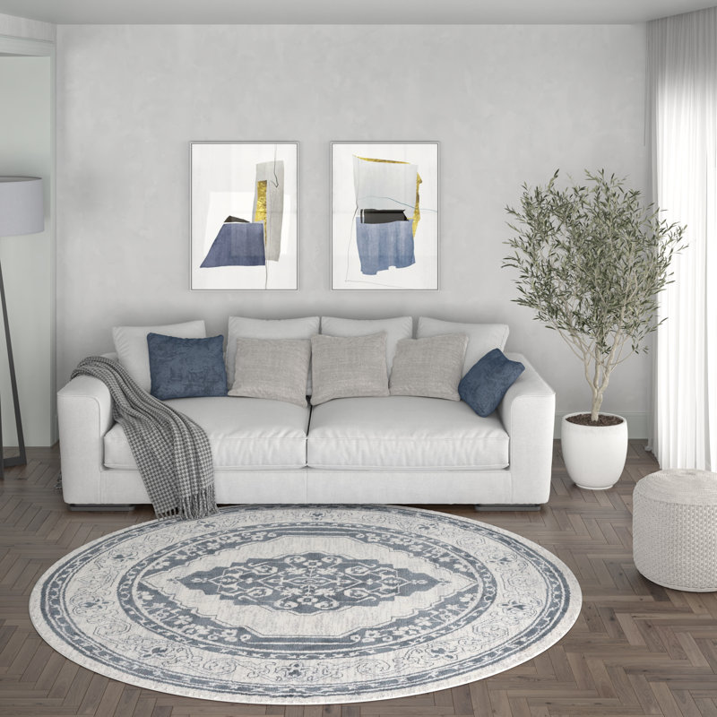 Tapis oriental gris Wealden, Rond 7 pi 10 po