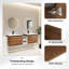 Meuble-lavabo mural avec lavabo en résine, tablette de rangement et quatre portes-159927181