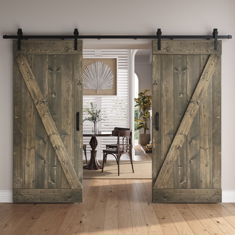 Porte de grange nouée à panneaux en bois à panneaux Z Series, Tonneau vieilli