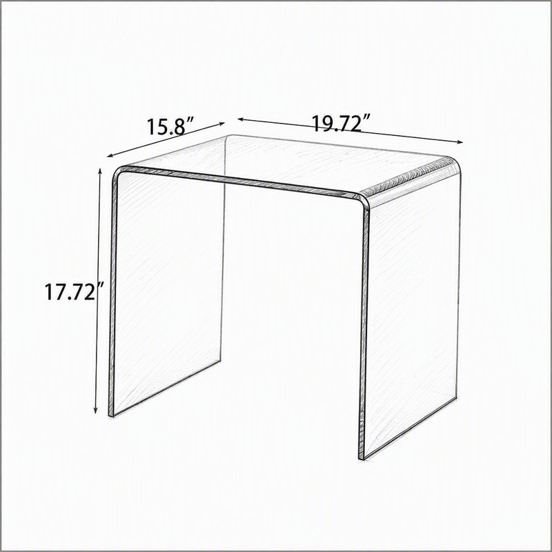 Tempered Clear Bent Glass SideTable