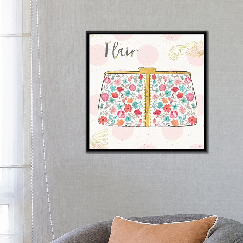 «Fashion Blooms I», impression sur toile, H 18 po x l 18 po x P 1,5 po, Toile avec cadre noir, Pas de tapis