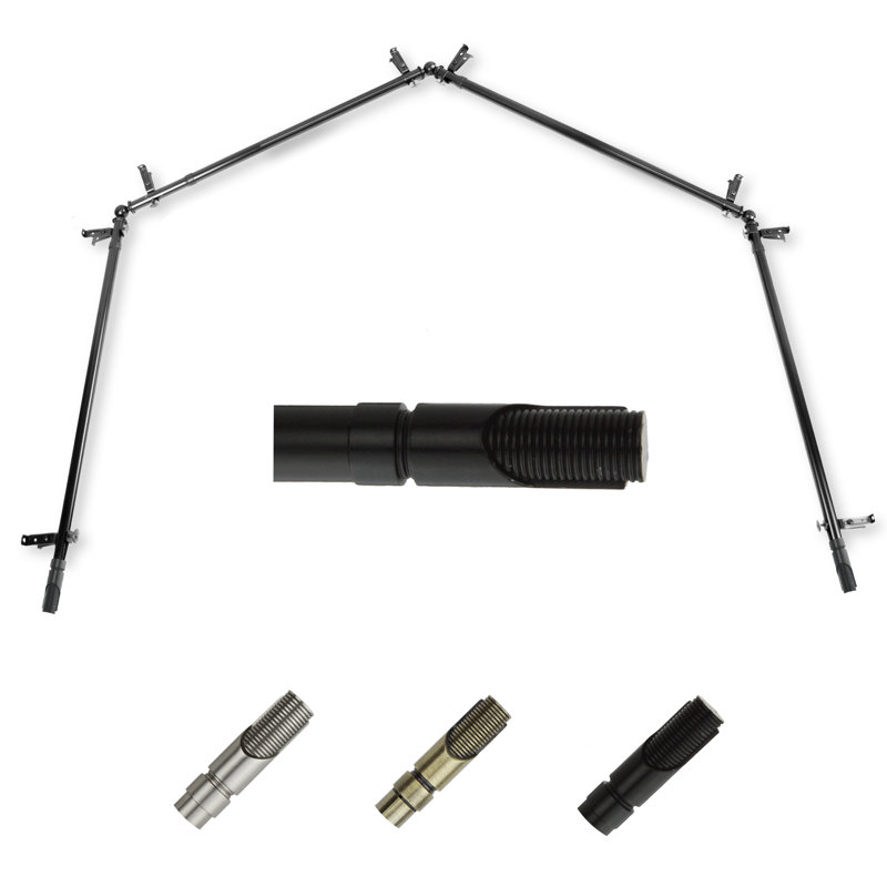 Tringle à rideaux simple ajustable avec baie vitrée de 0,81 po, Noir, 28 po à 48 po (chaque côté)