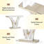 Table de vestibule en forme de V, table de bout en miroir, console