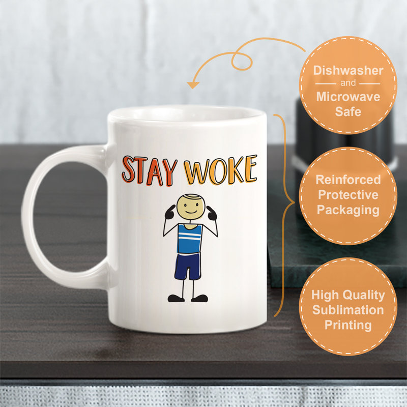 Tasse à café en plastique 11 oz Stay Stay Woke Stick People Design