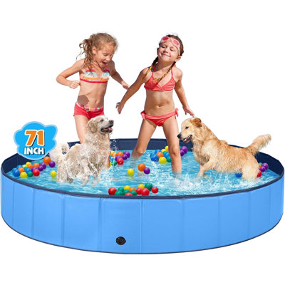 Dog Pool For  Dogs Kiddie Pool Hard Plastic Foldable Dog Bathing Tub Portable Outside Kids Swimming For Pets And Dogs Outdoor Backyard