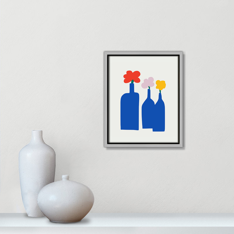 «Bold Blooms Trio Print» par Dean, L 9,5 po x H 11,5 po, Framed Canvas, Flottant argent