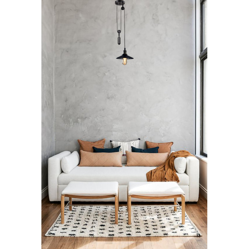 1-Light Single Pendant Rope Pully Hanging Lighting Fixture