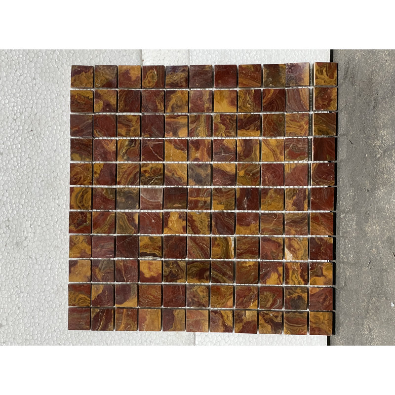 1" x 1" Natural Stone Mosaic Tile, Red