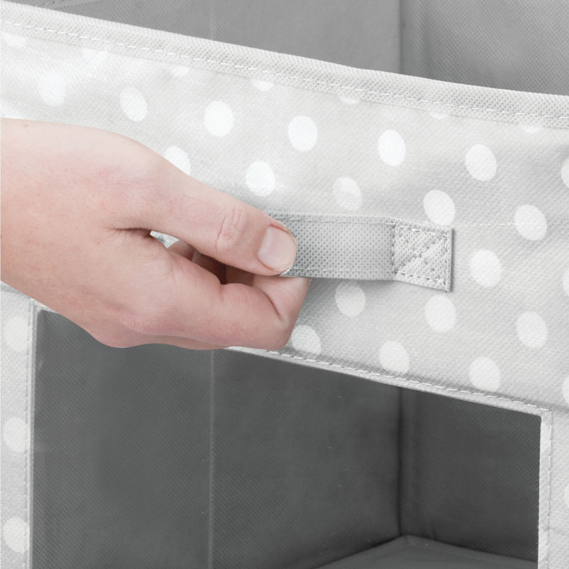 mDesign Fabric Baby Nursery Storage Cube with Front Window, Grey/White, 6