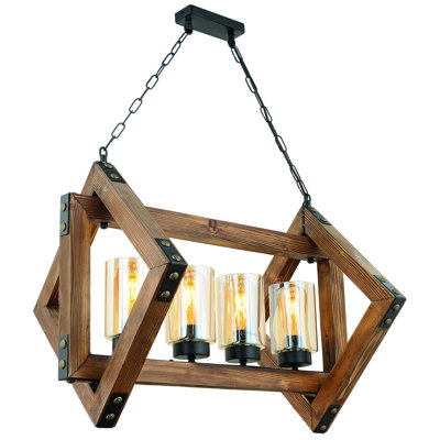 4 - Light Walnut/Black Geometric Pendant