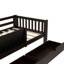 Lit plateforme double avec tableau noir, lit plateforme en bois massif avec tiroirs et tablettes de rangement, conception amusante et peu encombrante, espresso-775668739-775668737