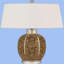 Lampe de table floral en céramique avec finition cannelle et abat-jour cylindrique H 28,5 po