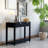 Solid Mango Wood Entryway Console Table with Black Sandblasted Finish-131970841