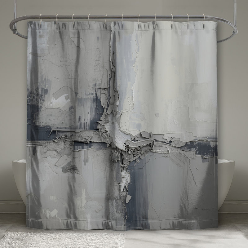 Rideaux de douche texturés gris très longs, L 70 po x H 84 po