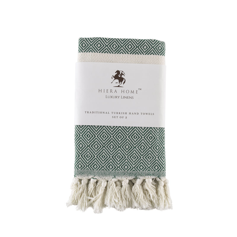 Turkish Hand Towels Set of 2 Decorative Towels for Bathroom and Kitchen - Soft, Absorbent and Quick Dry Farmhouse Towels for Hands, Hair and Face (19x39 inches)