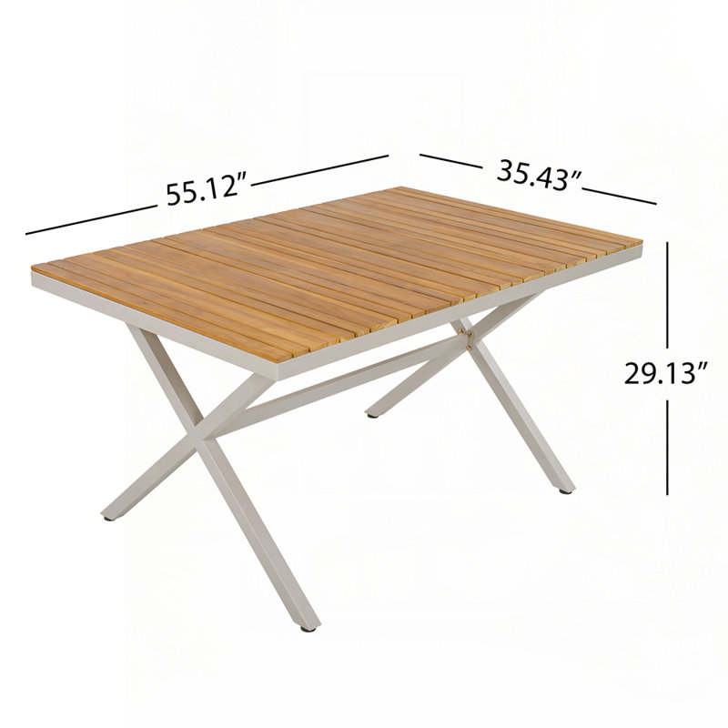 55.12" Rectangular Patio Table with X-Shaped Legs