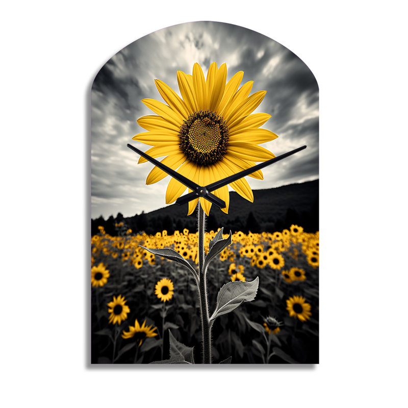 Horloge murale 3D tournesol jaune et jaune, Grand